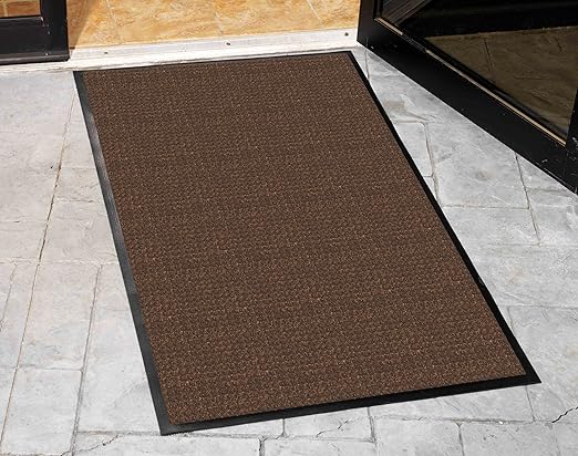 Guardian WaterGuard Indoor/Outdoor Wiper Scraper Floor Mat, Rubber/Nylon, 6'x12', Brown