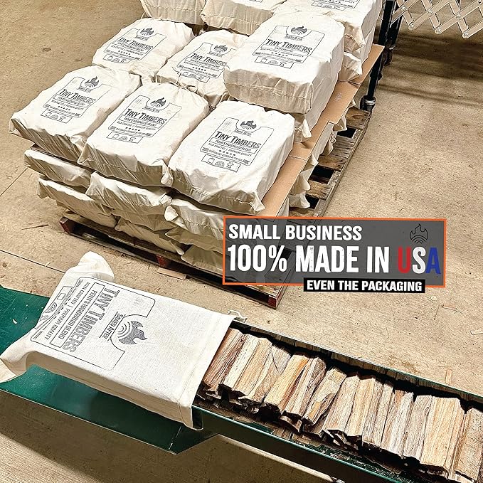 The Tiny Timbers USDA Grade Kiln Dried Hardwood for Table Top Fire Pit and Pizza Oven | Compatible with Solo Stove Mesa & Mesa XL | 5" Splits | USA Sourced | 15 lb. | 1000+ cu. in. | Penn's Blend