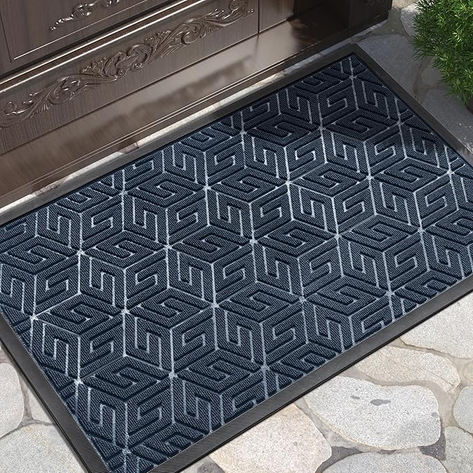 Yimobra Doormat Outdoor Entrance 29.5x17, All-Weather Waterproof Outdoor Mats for Front Door, Non Slip Welcome Door Mat for Patio Proch Outside Entryway Indoor, Blue