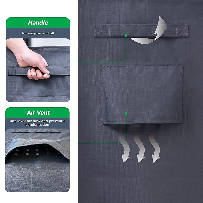 F&J Outdoors Heavy Duty Waterproof Anti-UV Rip-stop Fabric Extra Large Patio Furniture Covers, Grey, 160"x92"x35"