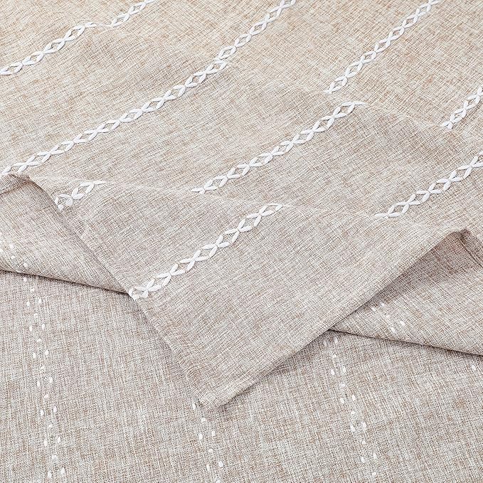 Chassic 60 x 120 inches Farmhouse Style Linen tablecloths, Wrinkle Resistant Washable Dining Room Table Cloths for 8 Foot Rectangle Tables - Light Coffee