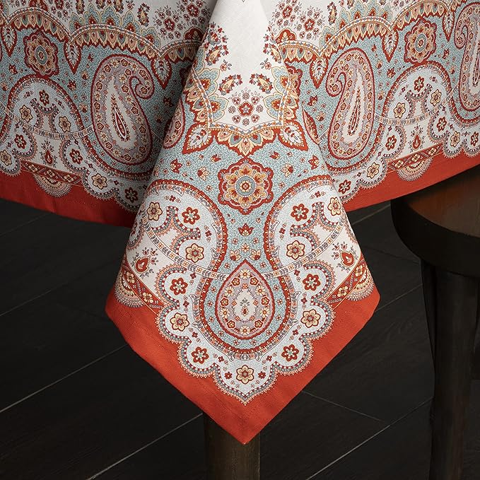 Maison d' Hermine Table Cloth Rectangle Table 100% Cotton 60 x 120 Inches Fall Tablecloth Reusable Everyday Use for Thanksgiving Christmas Decorations Dining Farmhouse Party (Cachemire)