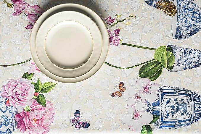 Maison d' Hermine Table Cloth Rectangle Table 100% Cotton 70 x 120 Inches Tablecloth Reusable Decorative Everyday Use for Dining Room, Farmhouse, Home, Party, Festive & Wedding Spring Summer - Canton