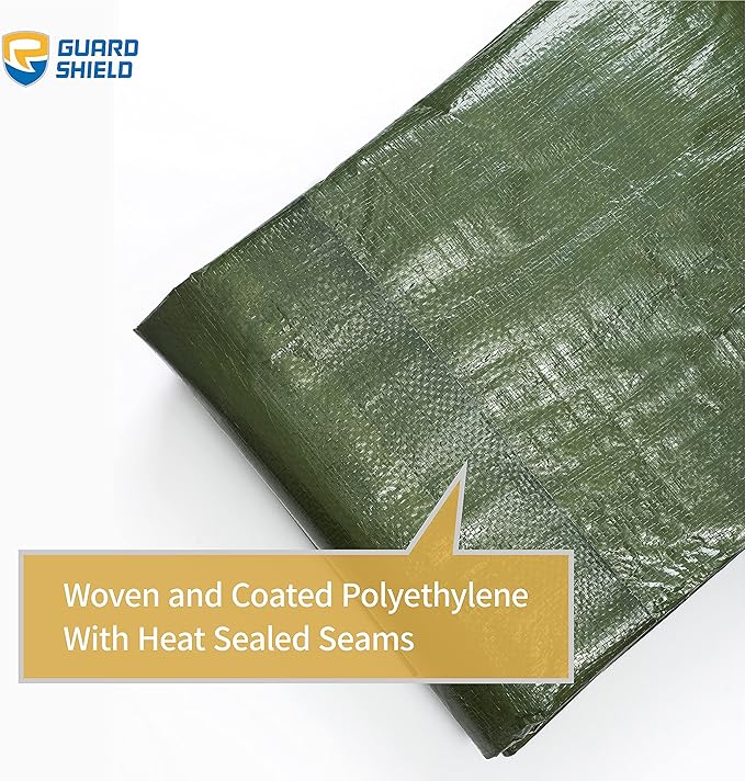 GUARD SHIELD Green Tarp Waterproof 12x20 Feet Medium Duty All Purpose Poly Tarps Cover 7mil
