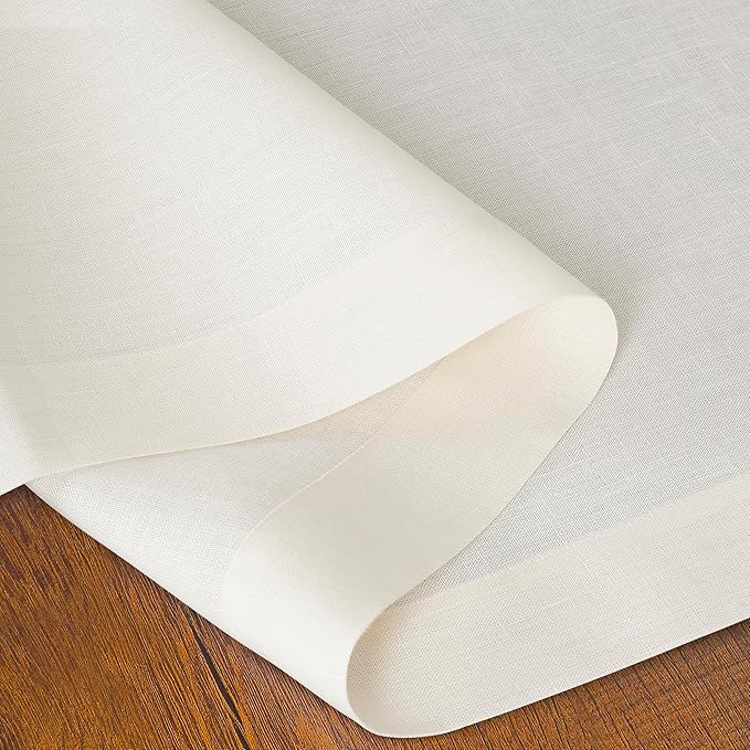 D'Moksha Homes Linen Ivory Table Runner 120 Inches Long - 100% Pure Linen Dining Table Runner 14 x 120 Inch for Valentines, Holiday - Machine Washable