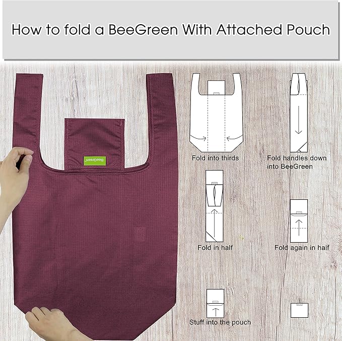 BeeGreen Green Reusable Grocery Bags Wholesale Moss Green Reusable Kitchen Bags Bulk Foldable-Machine Washable with Zipper Storage Pouch 50 Packs