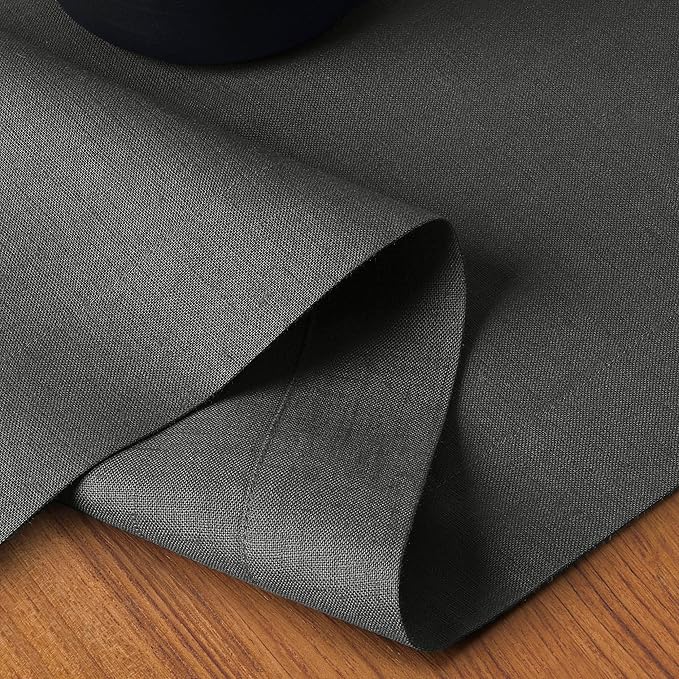 D'Moksha Homes Linen Table Runner 36 Inches - 100% Pure Linen Charcoal Grey Small Table Runner 14 x 36 Inch for Dresser, Coffee Tables, Winter, Holiday - Machine Washable