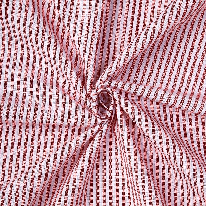 Encasa XO Cotton Dining Table Runner | Ticking Red | Size 13x59 in - Machine Washable & Durable