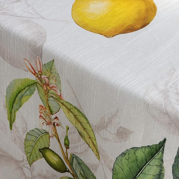 Maison d' Hermine Table Cloth Rectangle Table 100% Cotton 70 x 108 Inches Tablecloth Reusable Decorative for Dining Room, Farmhouse, Home, Party, Festive & Wedding Spring Summer - Limoncello